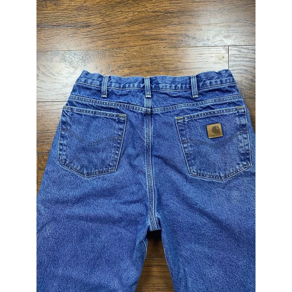 Carhartt Relaxed Flannel Tapered Jean Blue Denim High Rise Workwear Mens 29x34.5
